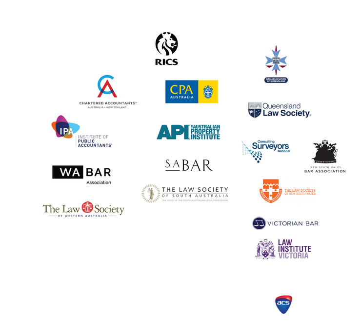 Map of Australia featuring the brands of the Professional Standards Scheme Associations Network